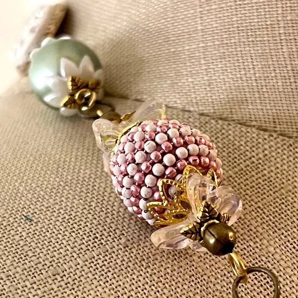 NEW!! Heart Pink Stone Necklace Peacock Earrings Set Handmade Design - Picture 11 of 15